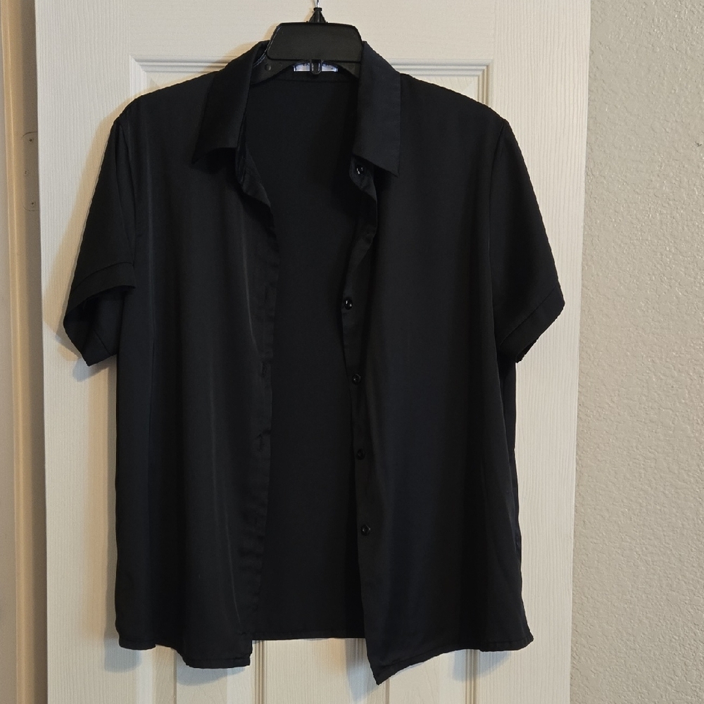 Women's Black Silk PJ Top